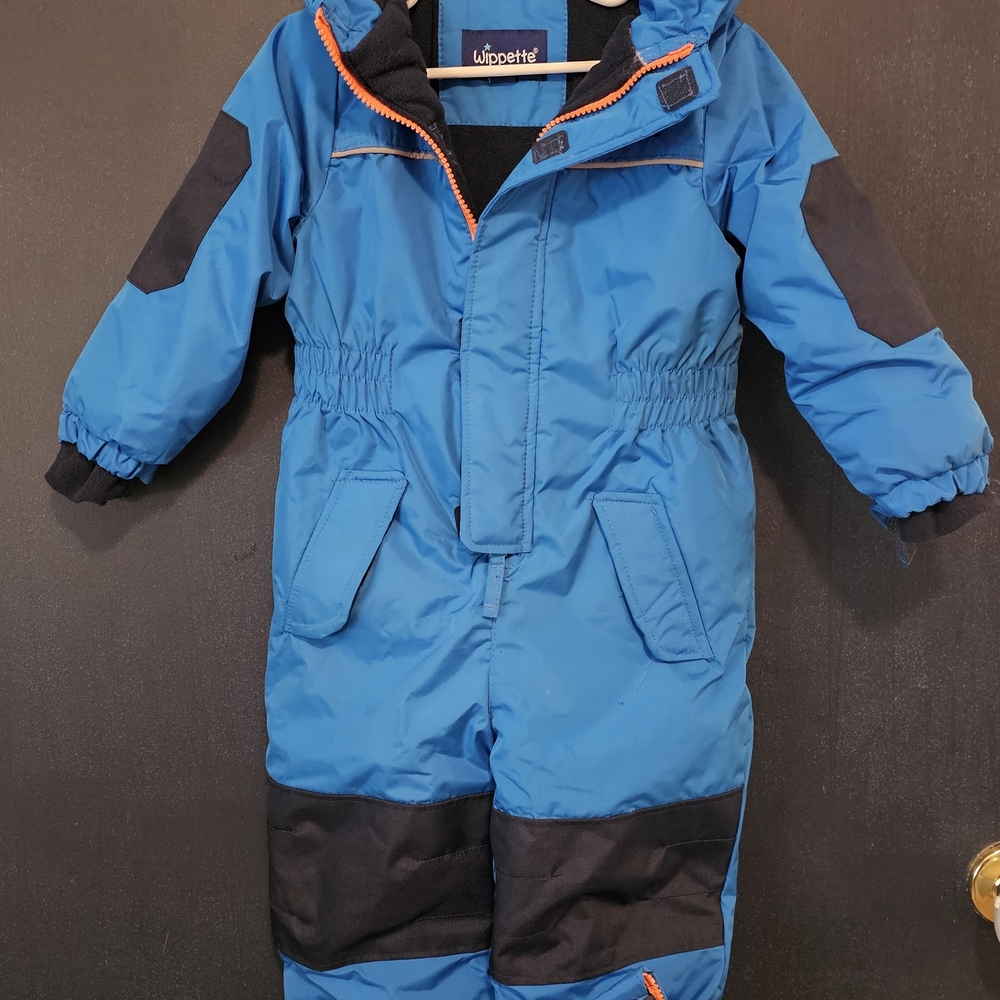 Wippette Blue Snowsuit with Black and Orange Details